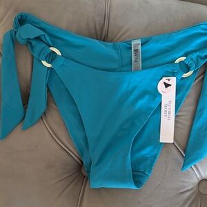 Victoria's Secret Turquoise Bikini Cheeky Bottom with Gold Accents NWT